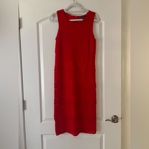 Red crochet 7th ave midi dress
